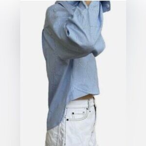 JASON WU || Rhinestone Embellished Cropped Button Down Shirt. Sz. S